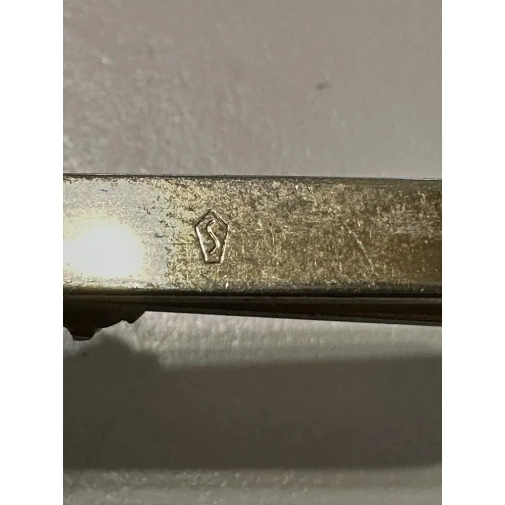 Vintage Swank Tie Clip Gold Tone Faux Opal Wedding Formal October